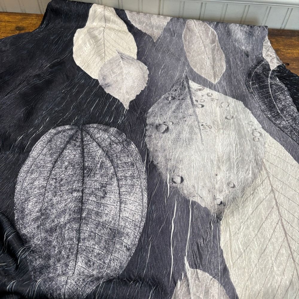 Komarov Women XL Dress Black White Leaf Print Lace Sleeve Handmade USA NEW - Picture 11 of 14